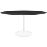 Lumen 60" Oval Faux Marble Dining Table in White Black