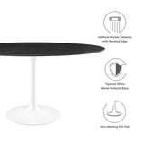 Lumen 60" Oval Faux Marble Dining Table in White Black