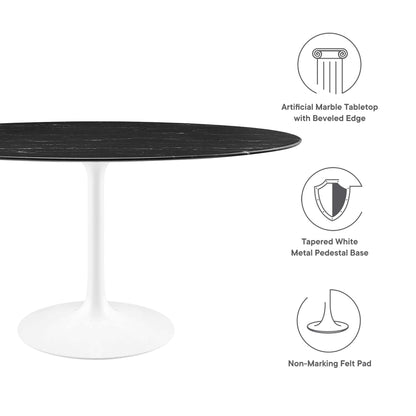 Lippa 60" Oval Faux Marble Dining Table by Furniture For America