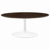 Lumen 36" Round Wood Coffee Table in White Cherry Walnut