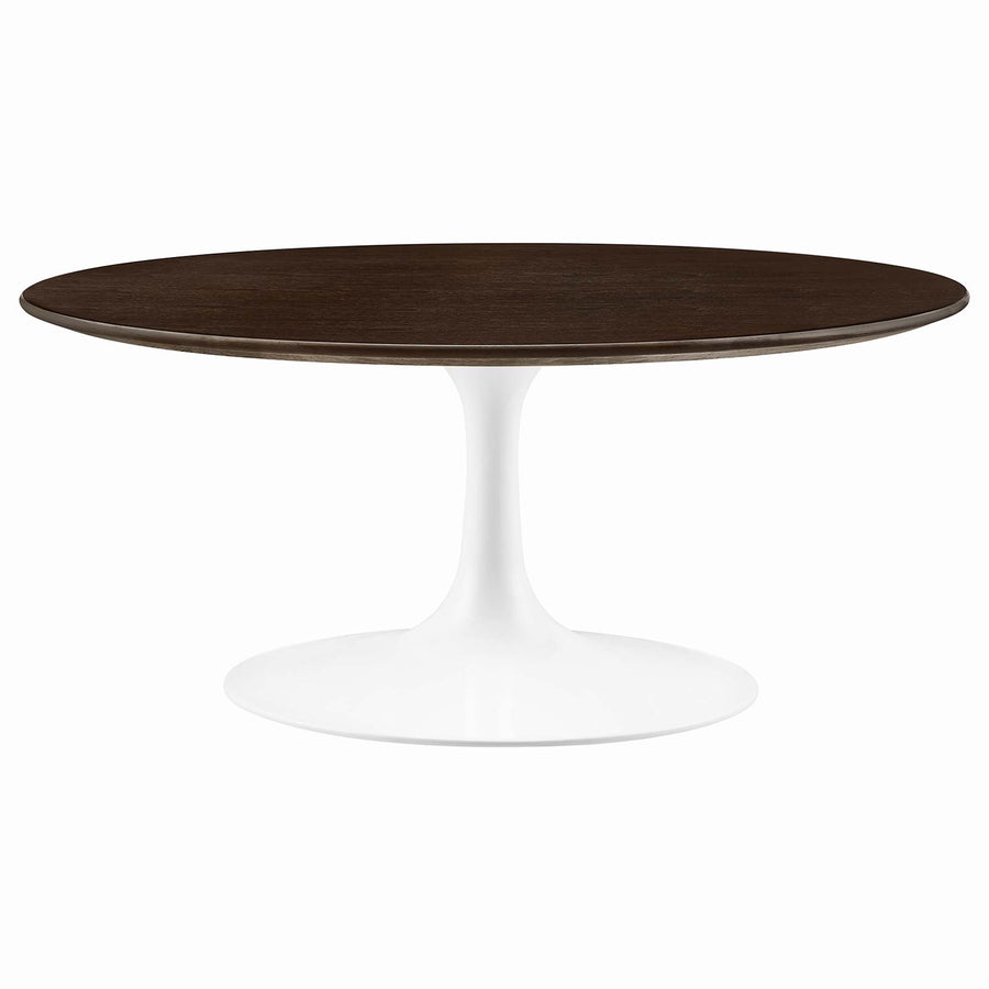 Lumen 36" Round Wood Coffee Table in White Cherry Walnut