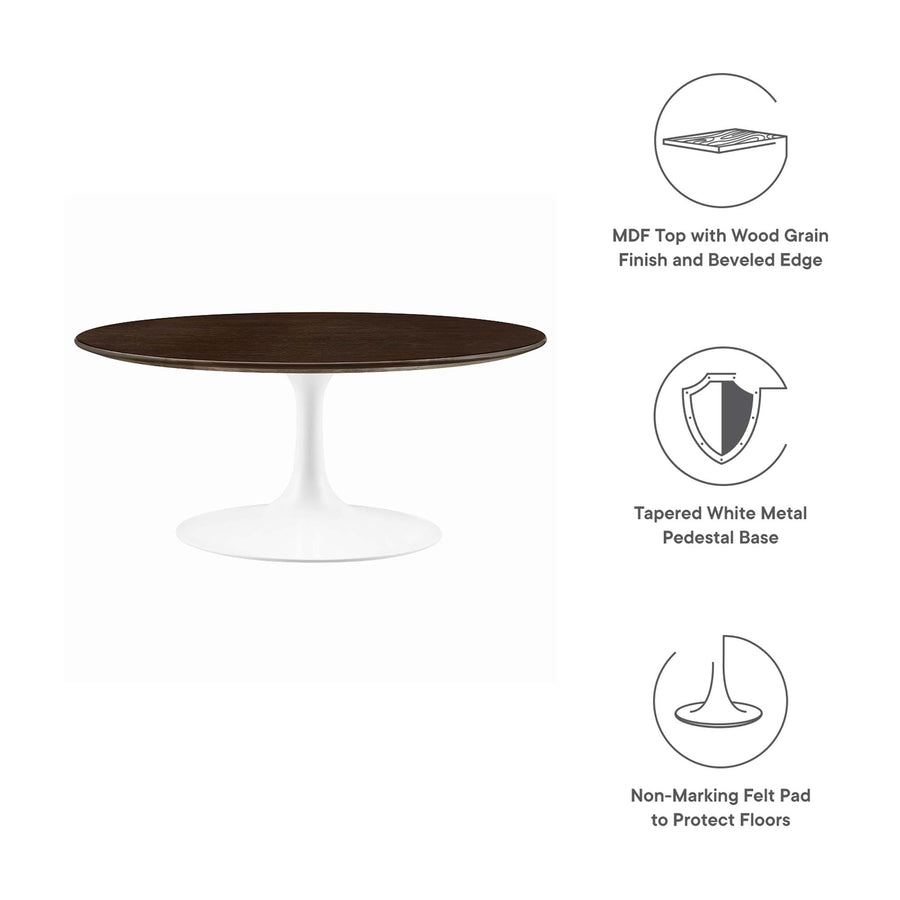 Lumen 36" Round Wood Coffee Table in White Cherry Walnut