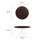 Lumen 36" Round Wood Coffee Table in White Cherry Walnut