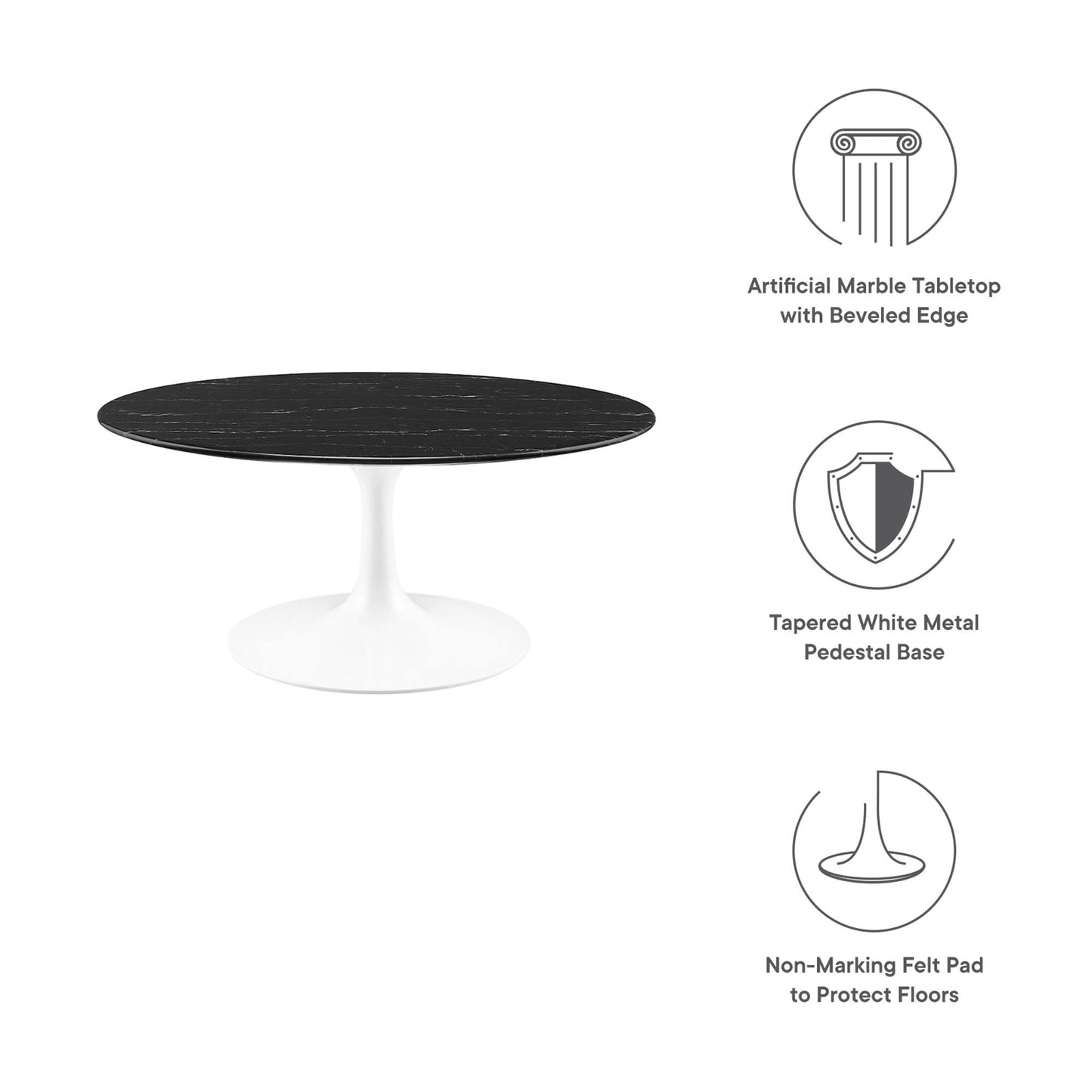 Lippa 36" Round Faux Marble Coffee Table by Furniture For America