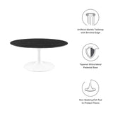 Lumen 36" Round Faux Marble Coffee Table in White Black
