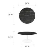 Lumen 36" Round Faux Marble Coffee Table in White Black