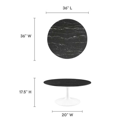 Lippa 36" Round Faux Marble Coffee Table by Furniture For America