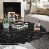 Lumen 36" Round Faux Marble Coffee Table in White Black