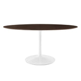 Lumen 60" Oval Cherry Walnut Wood Dining Table in White Cherry Walnut