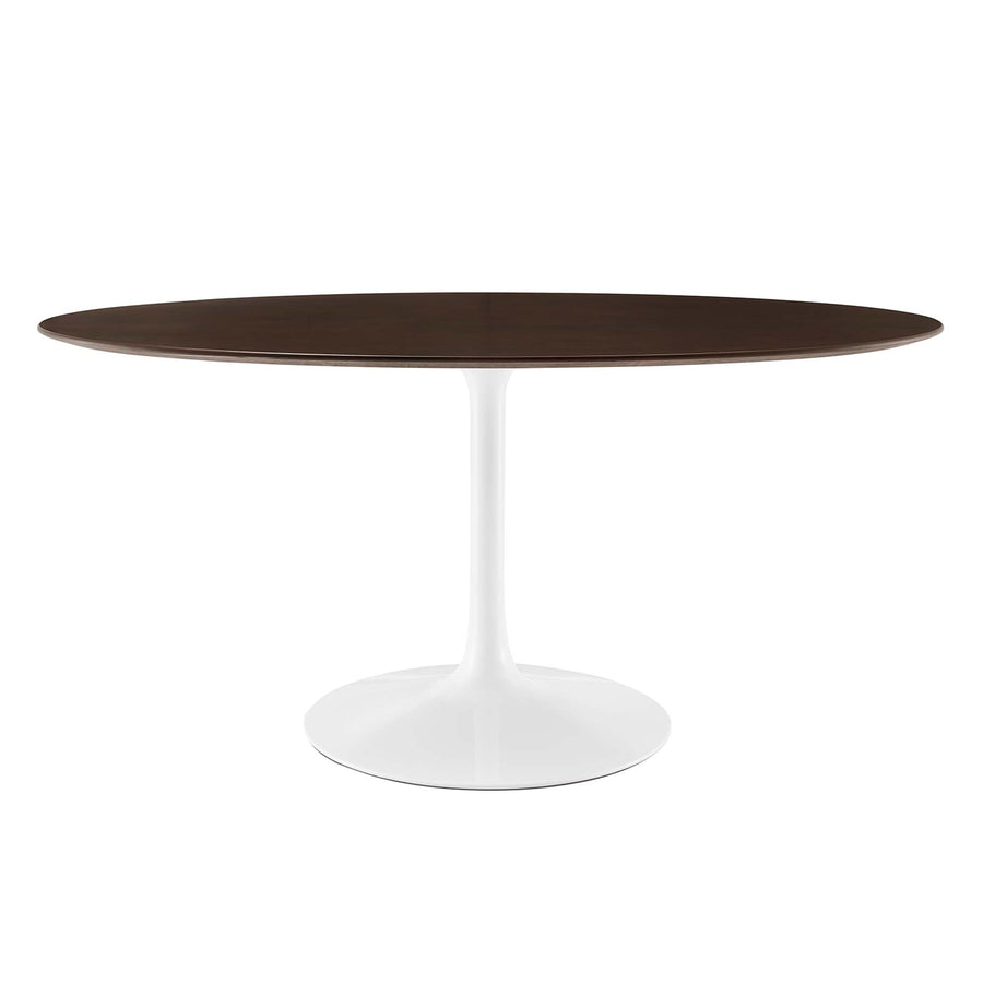 Lumen 60" Oval Cherry Walnut Wood Dining Table in White Cherry Walnut