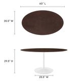 Lumen 60" Oval Cherry Walnut Wood Dining Table in White Cherry Walnut