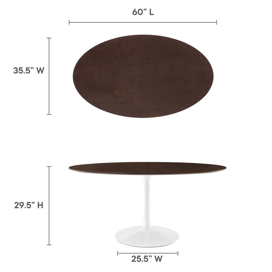 Lumen 60" Oval Cherry Walnut Wood Dining Table in White Cherry Walnut