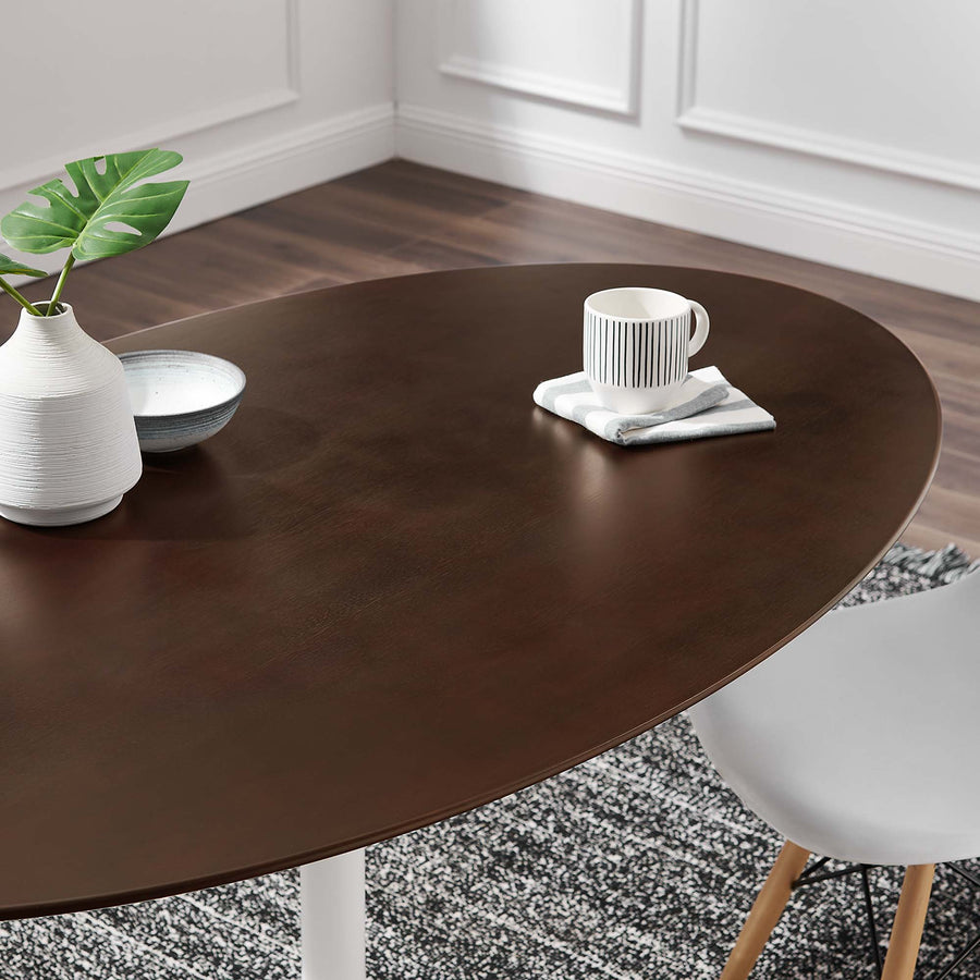 Lumen 60" Oval Cherry Walnut Wood Dining Table in White Cherry Walnut