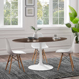 Lumen 60" Oval Cherry Walnut Wood Dining Table in White Cherry Walnut