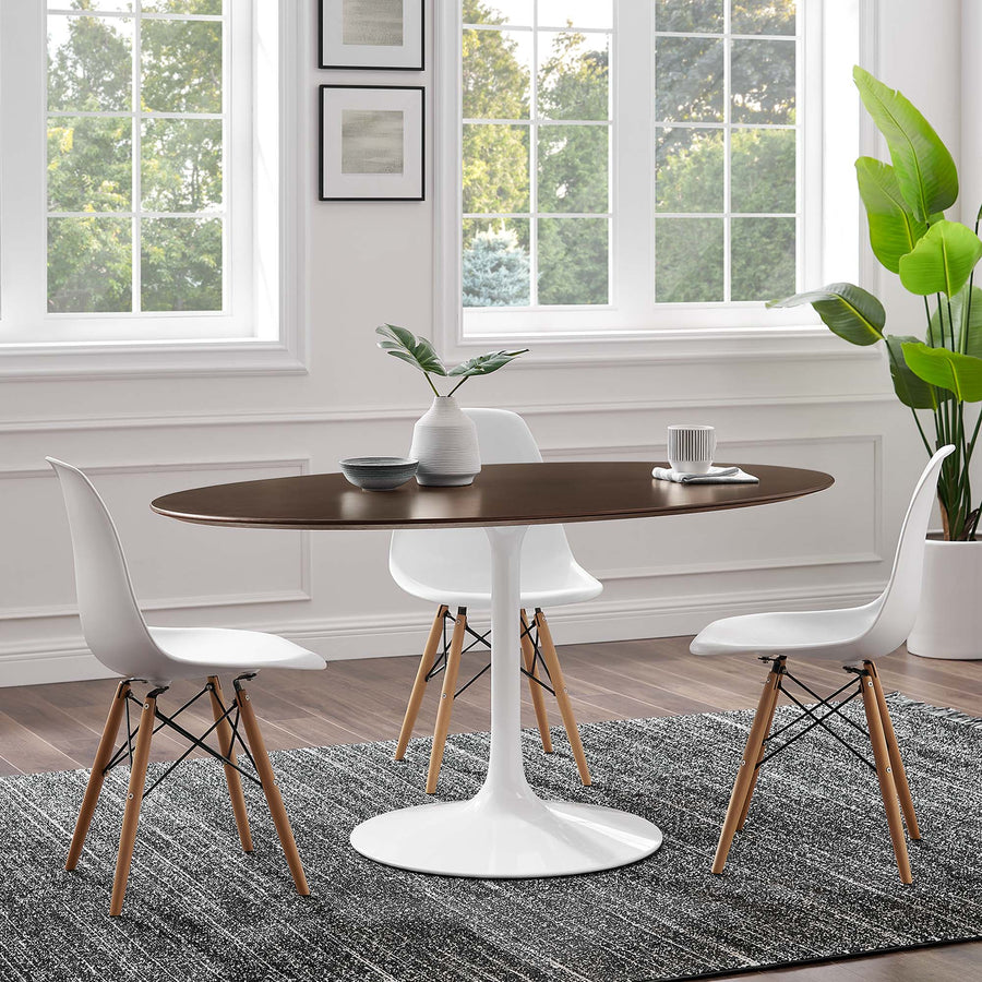Lumen 60" Oval Cherry Walnut Wood Dining Table in White Cherry Walnut
