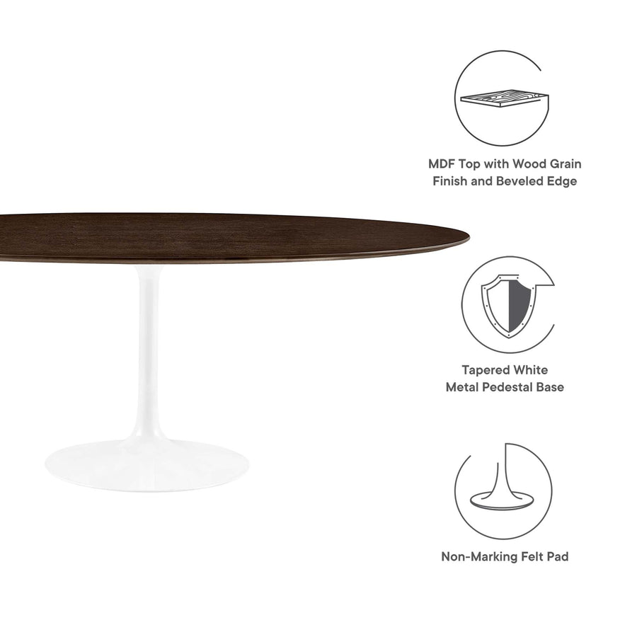 Lumen 78" Oval Wood Dining Table in White Cherry Walnut