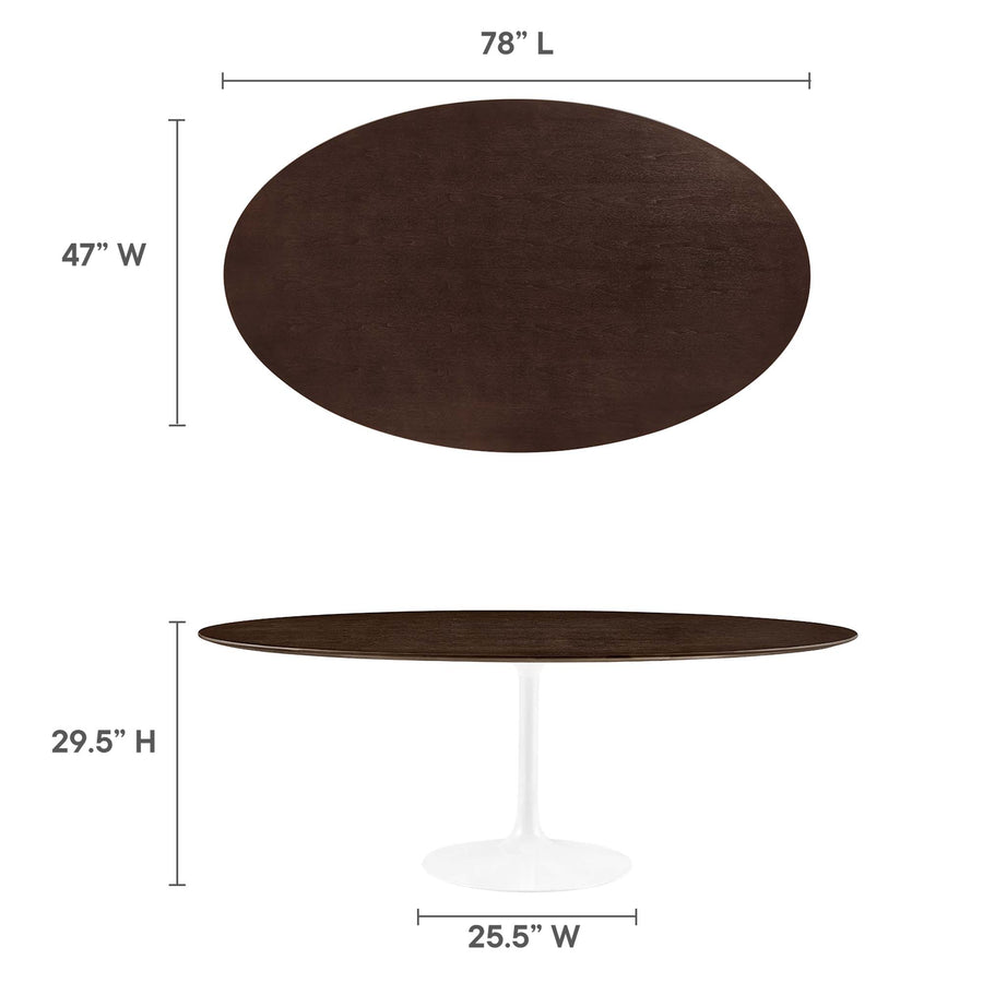 Lumen 78" Oval Wood Dining Table in White Cherry Walnut