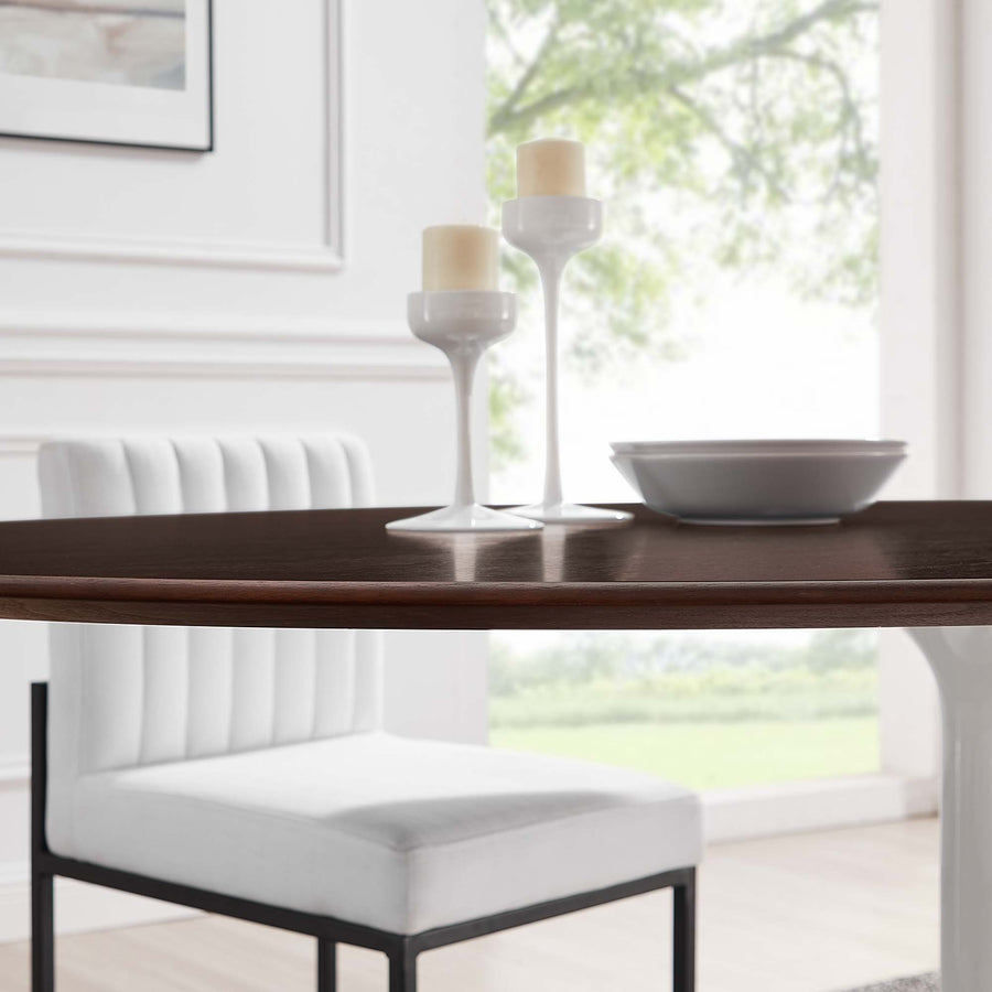Lumen 78" Oval Wood Dining Table in White Cherry Walnut
