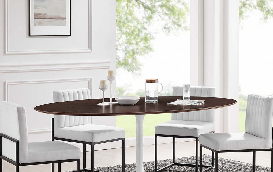 Lumen 78" Oval Wood Dining Table in White Cherry Walnut
