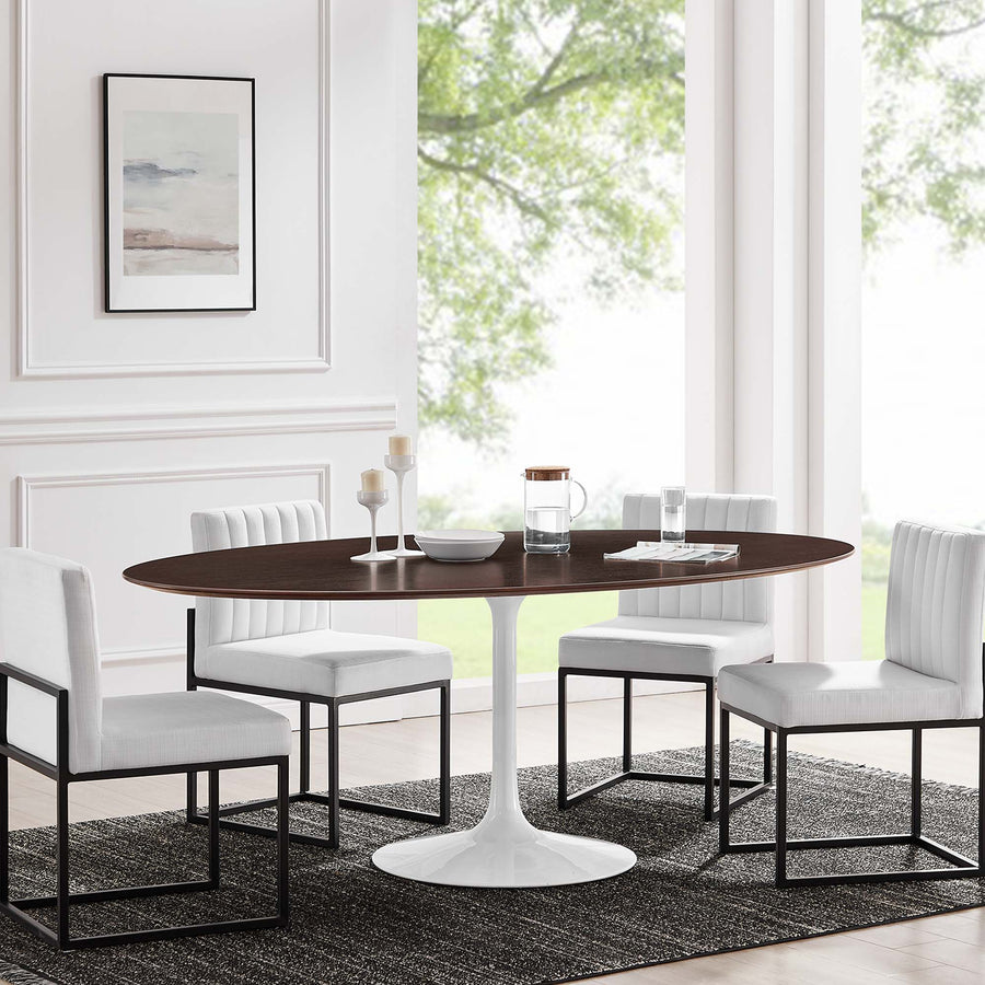 Lumen 78" Oval Wood Dining Table in White Cherry Walnut