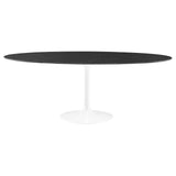 Lumen 78" Oval Faux Marble Dining Table in White Black