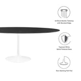 Lumen 78" Oval Faux Marble Dining Table in White Black