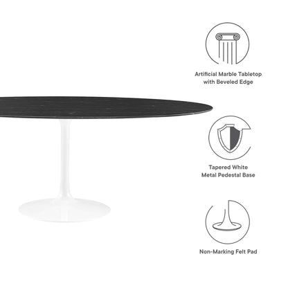 Lippa 78" Oval Faux Marble Dining Table by Furniture For America