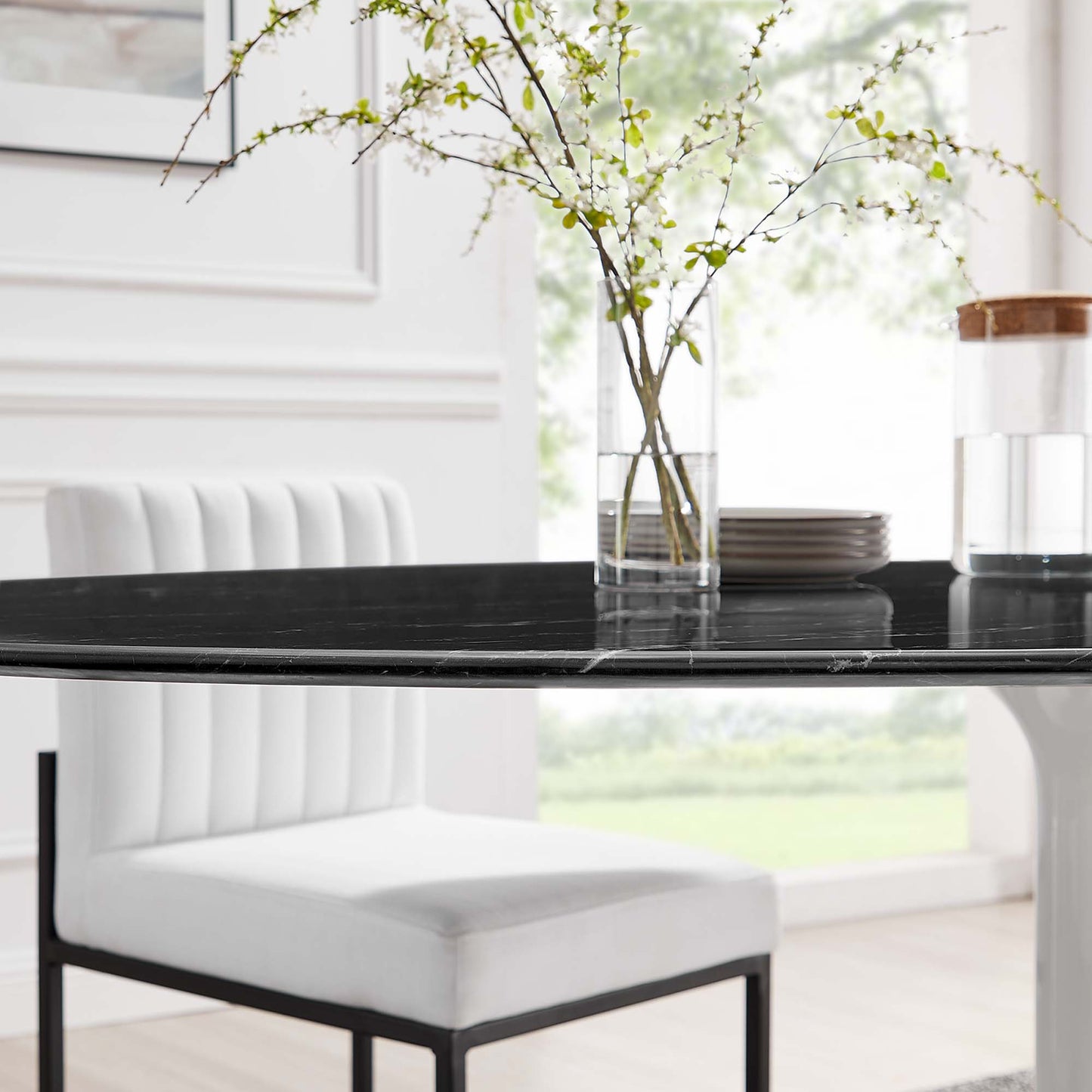 Lippa 78" Oval Faux Marble Dining Table by Furniture For America