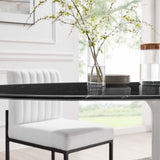 Lumen 78" Oval Faux Marble Dining Table in White Black
