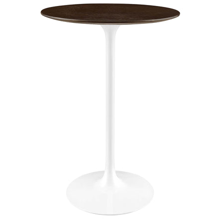 Lippa 28" Round Wood Bar Table in White Cherry Walnut