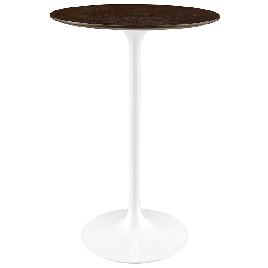 Lumen 28" Round Wood Bar Table in White Cherry Walnut