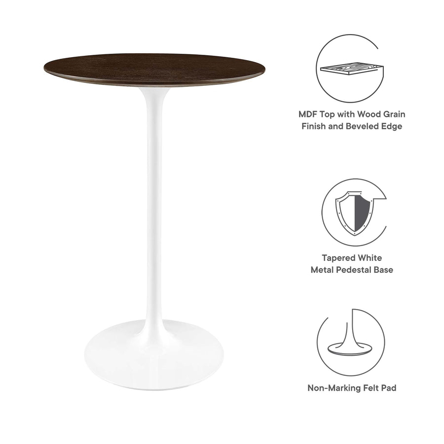 Lumen 28" Round Wood Bar Table in White Cherry Walnut