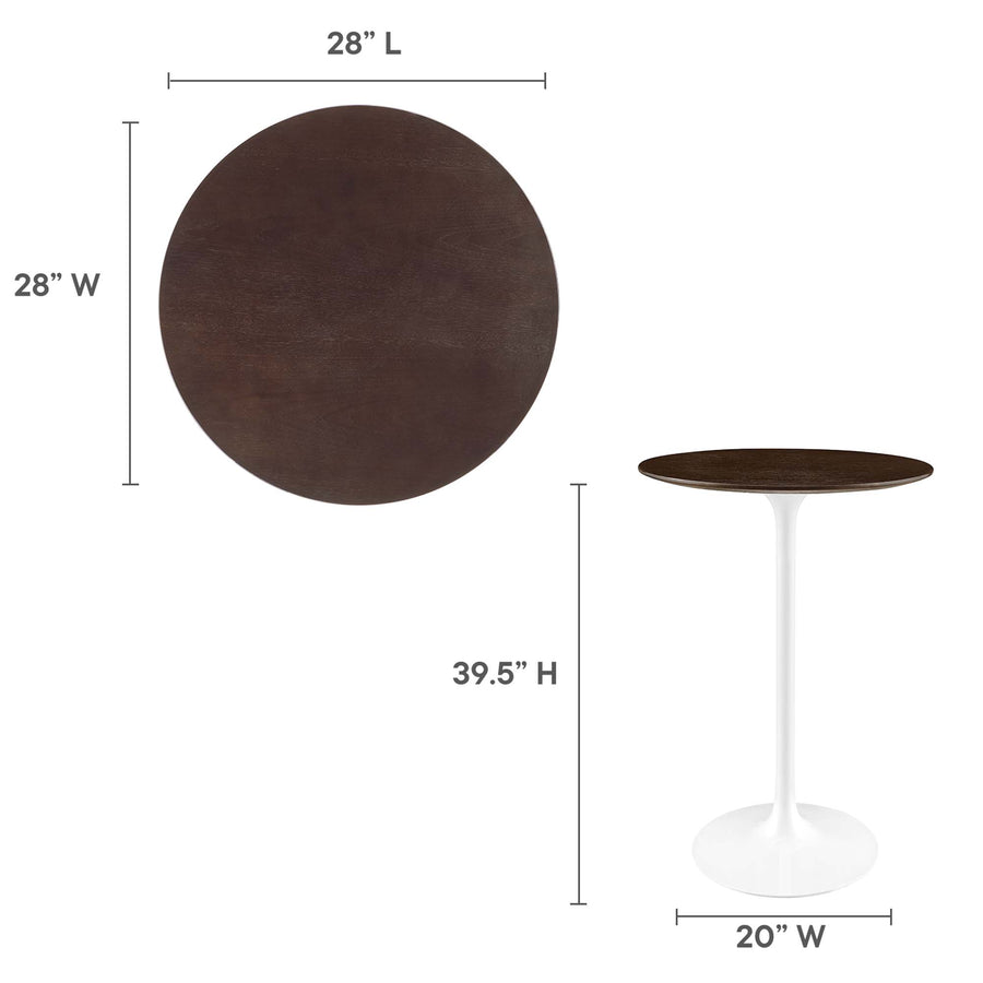 Lumen 28" Round Wood Bar Table in White Cherry Walnut
