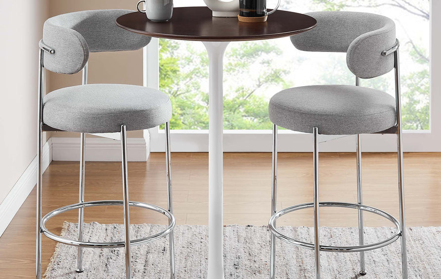 Lumen 28" Round Wood Bar Table in White Cherry Walnut