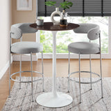 Lumen 28" Round Wood Bar Table in White Cherry Walnut