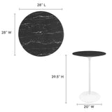 Lumen 28" Round Faux Marble Bar Table in White Black