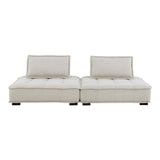 Parlor 2-Piece Tufted Fabric Fabric Loveseat in Beige