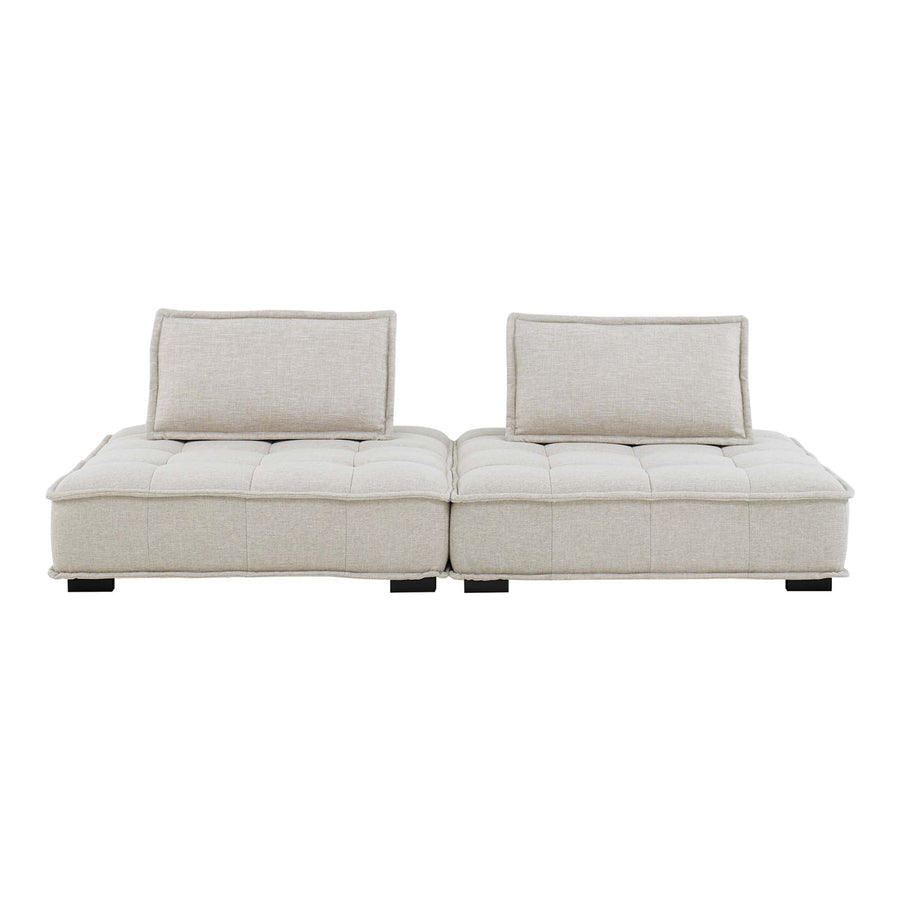 Parlor 2-Piece Tufted Fabric Fabric Loveseat in Beige