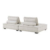 Parlor 2-Piece Tufted Fabric Fabric Loveseat in Beige