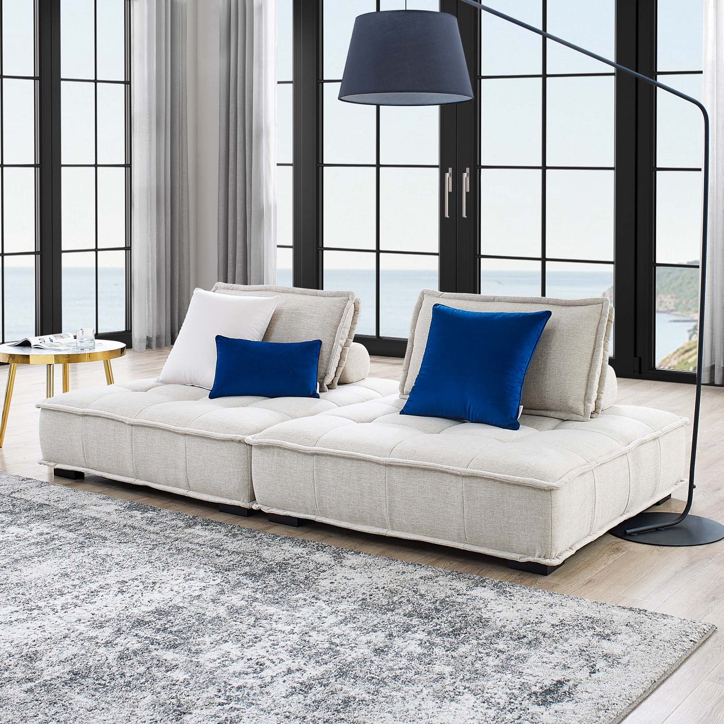 Saunter 2-Piece Tufted Fabric Fabric Loveseat by Furniture for America