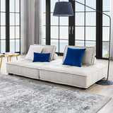 Parlor 2-Piece Tufted Fabric Fabric Loveseat in Beige