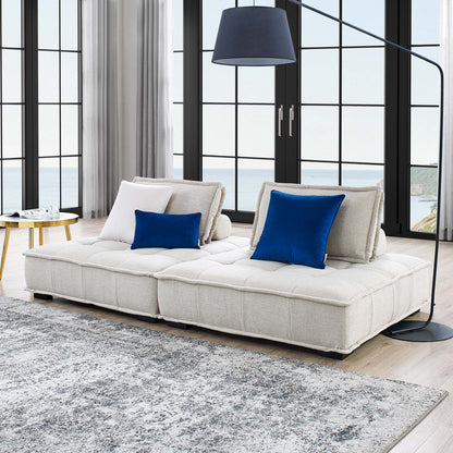 Saunter 2-Piece Tufted Fabric Fabric Loveseat by Furniture for America