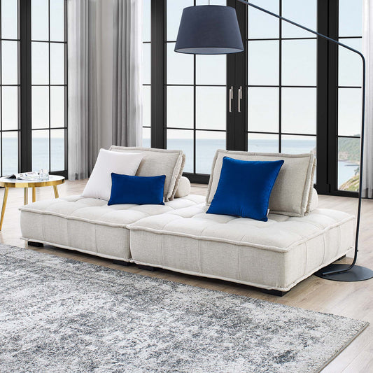 Saunter 2-Piece Tufted Fabric Fabric Loveseat by Furniture for America