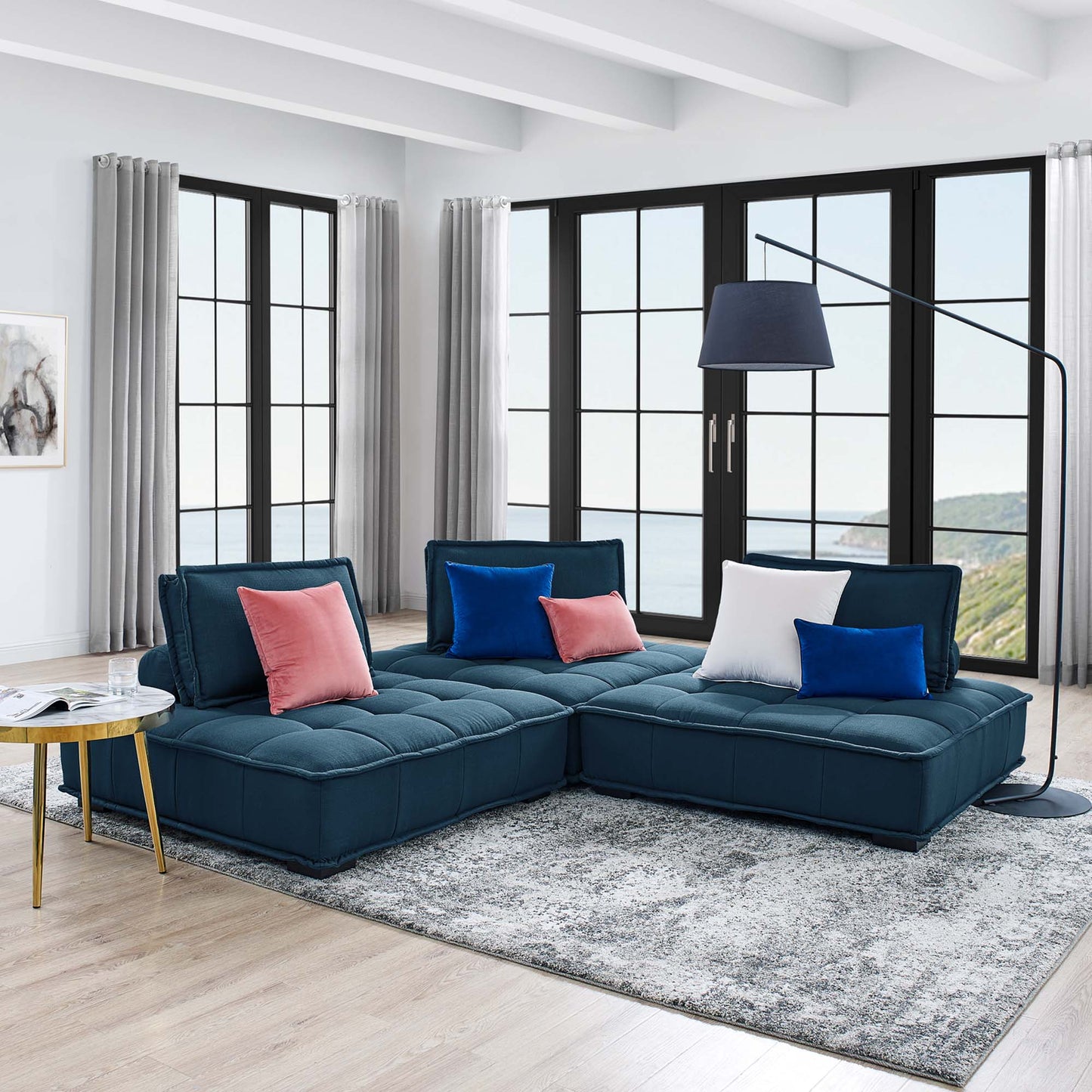 Saunter 3-Piece Tufted Fabric Fabric Sofa by Furniture for America