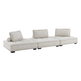 Parlor 3-Piece Tufted Fabric Fabric Sofa in Beige
