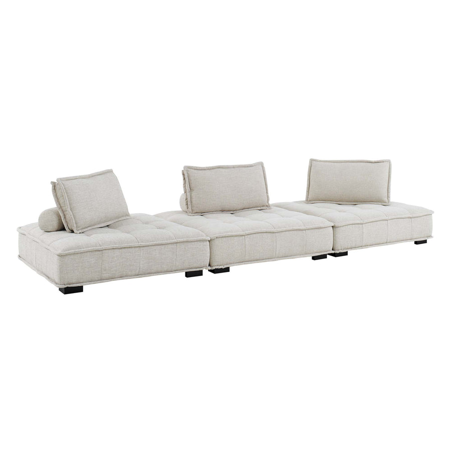 Parlor 3-Piece Tufted Fabric Fabric Sofa in Beige