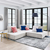 Parlor 3-Piece Tufted Fabric Fabric Sofa in Beige