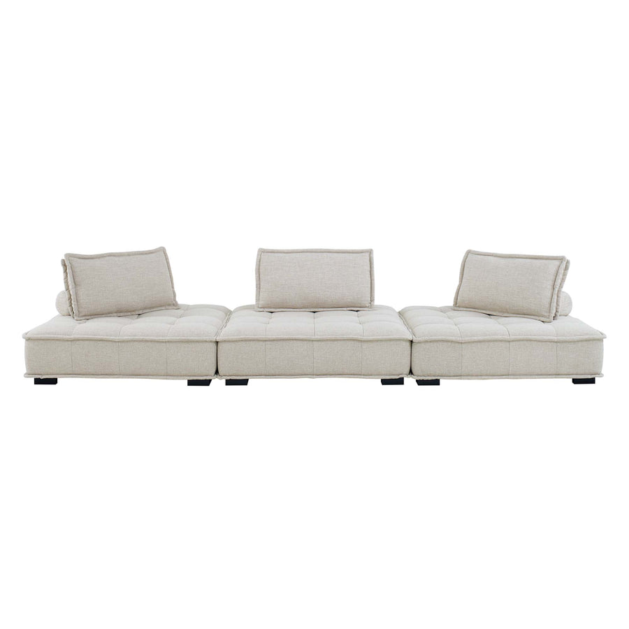 Parlor 3-Piece Tufted Fabric Fabric Sofa in Beige