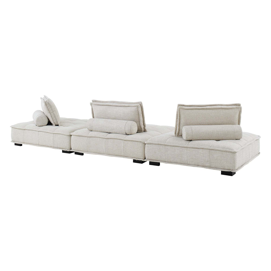 Parlor 3-Piece Tufted Fabric Fabric Sofa in Beige