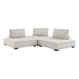 Parlor 3-Piece Tufted Fabric Fabric Sofa in Beige